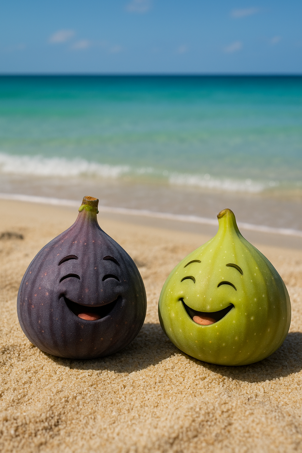 Green Ischia Feige kaufen - Grüne Schwester der Black Ischia 1 Feigen im sand am strand